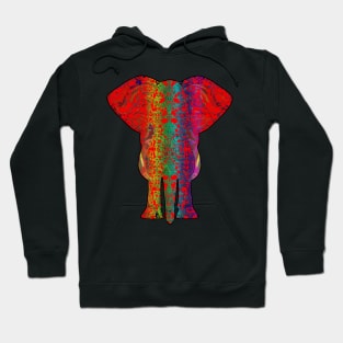 Rainbow Red Elephant on Black V.2 Hoodie